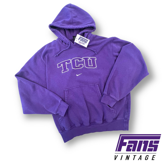 Vintage Nike TCU Team-Issued Satin Letters Center Swoosh Hoodie