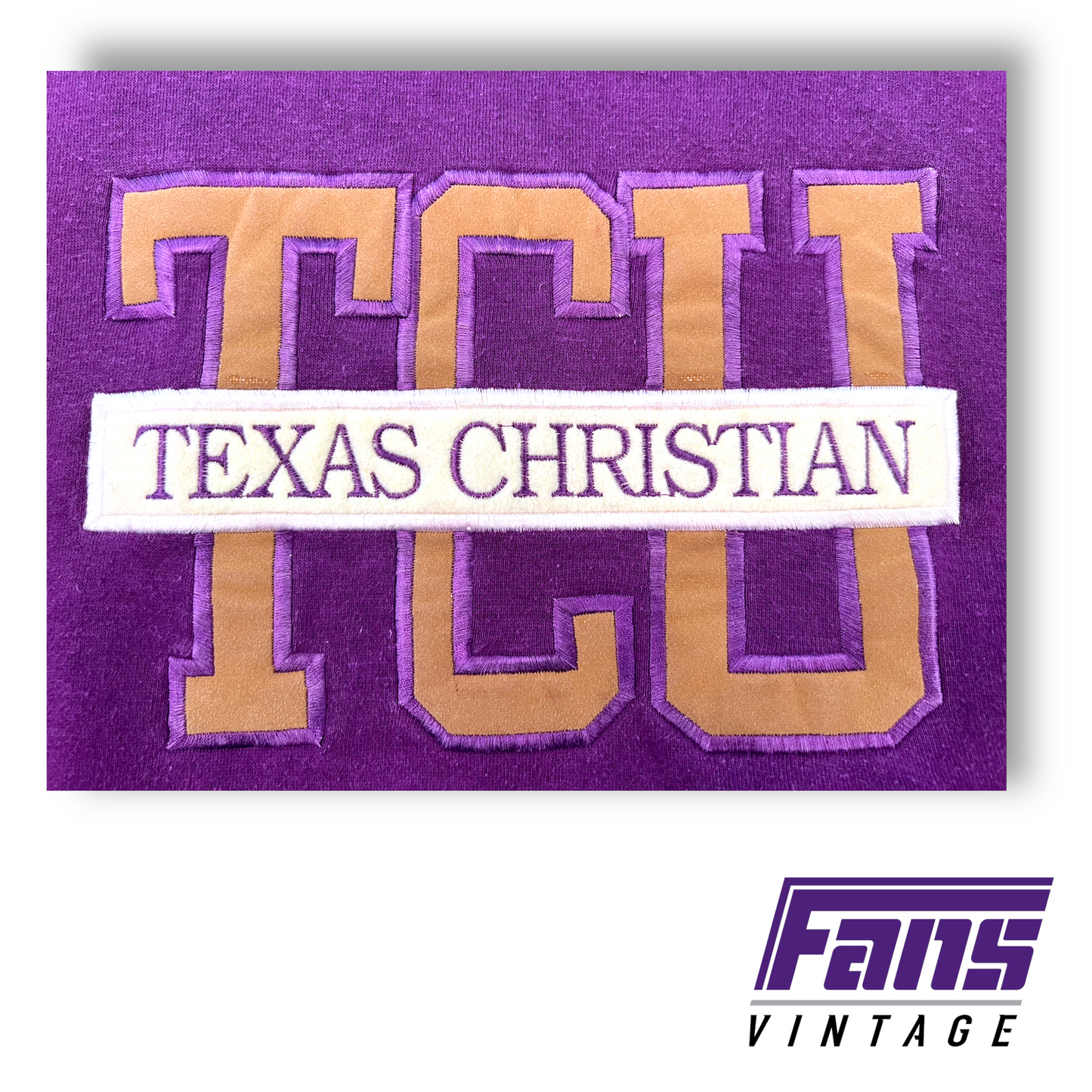 Gorgeous 90s Vintage TCU Crewneck with Embroidered Patch Logos!