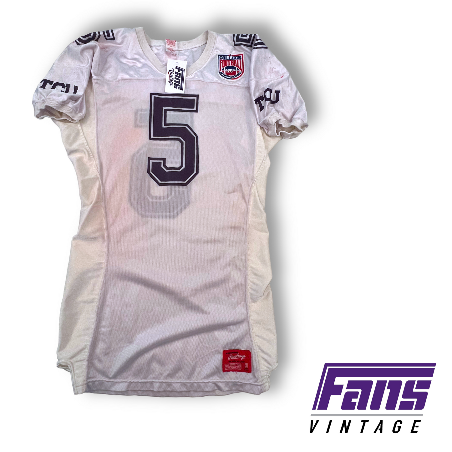 Vintage 90s Game Worn TCU Football Jersey - #5 CFB 125 Patch