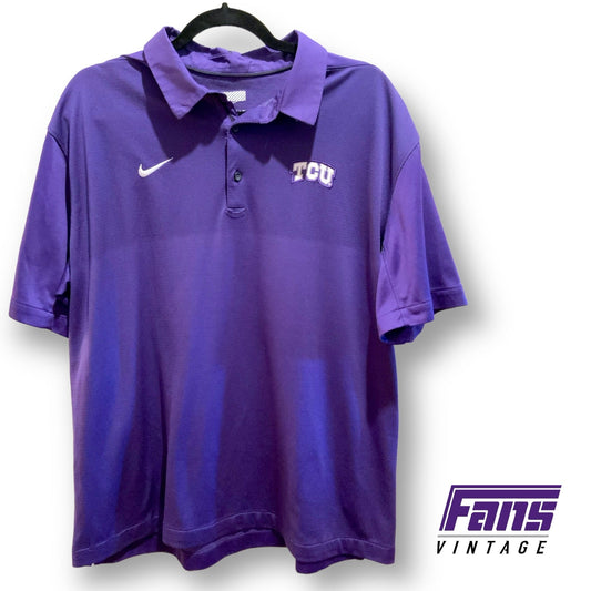 TCU Team-Issue Player/Coach Purple Polo - Nike Drifit - Premium Material/Design!