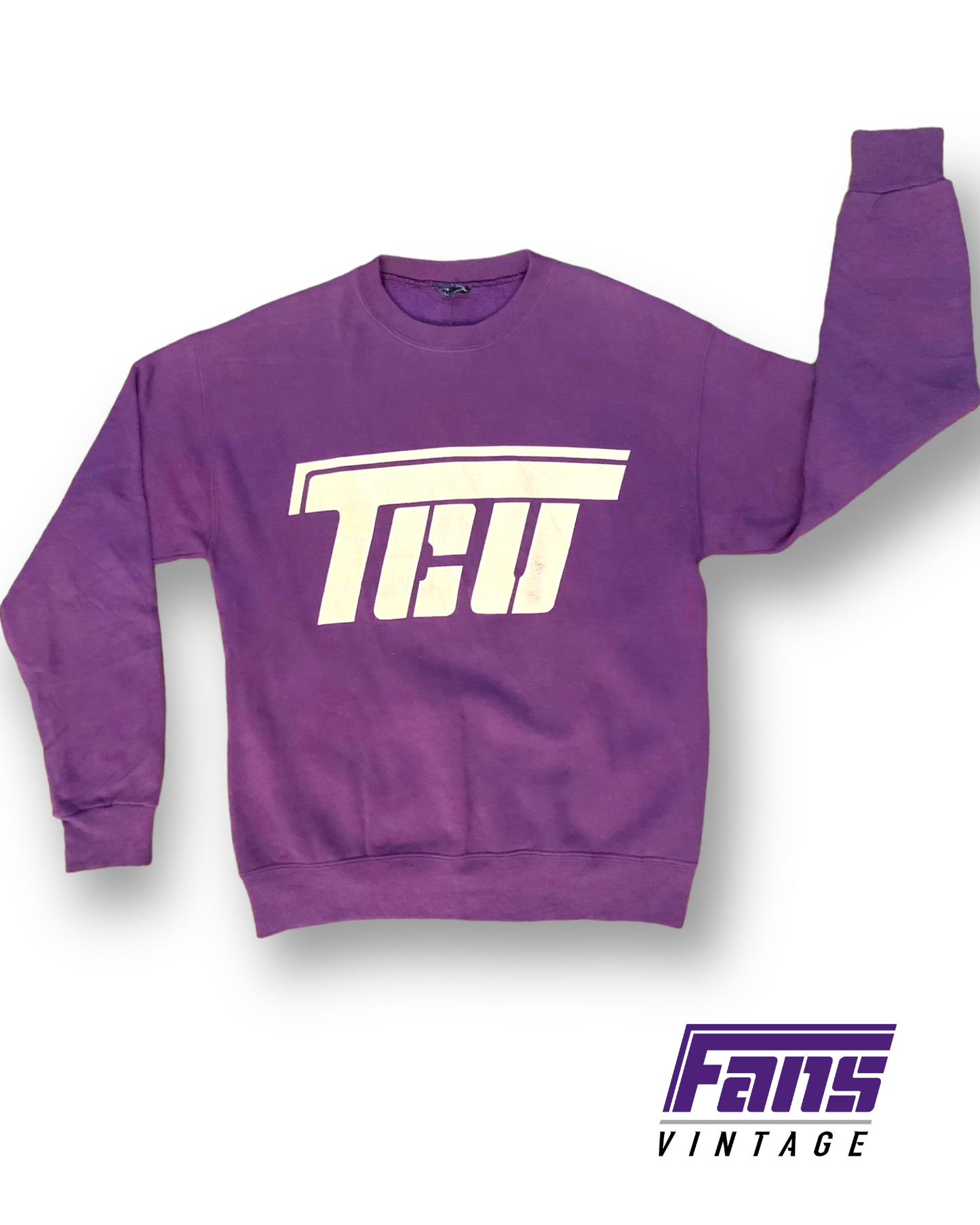 Epic! Ultra Rare Vintage TCU Sweater - *FLYING T* raised screenprint crewneck