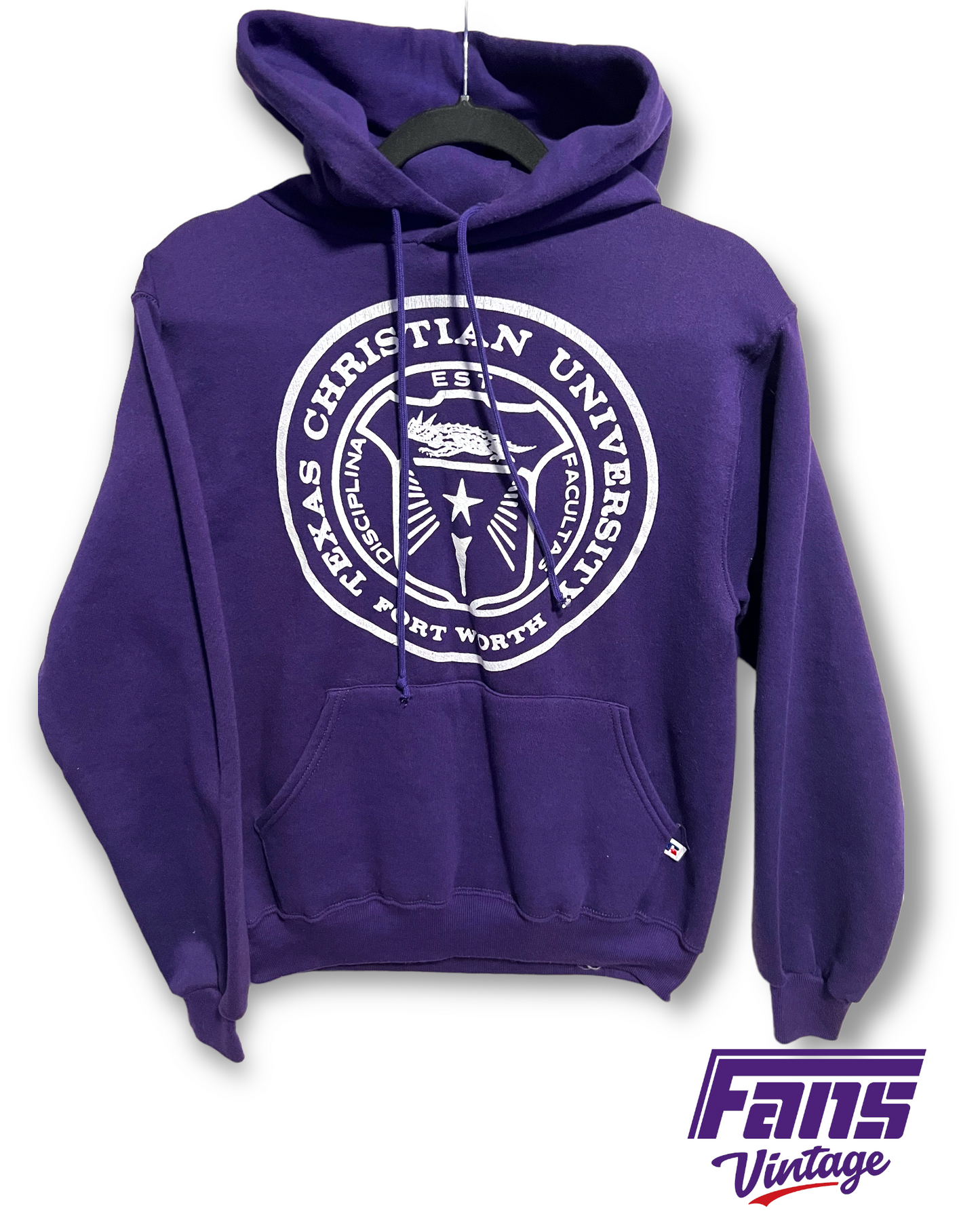 RARE! Vintage TCU Hoodie Sweater with School Seal Graphic