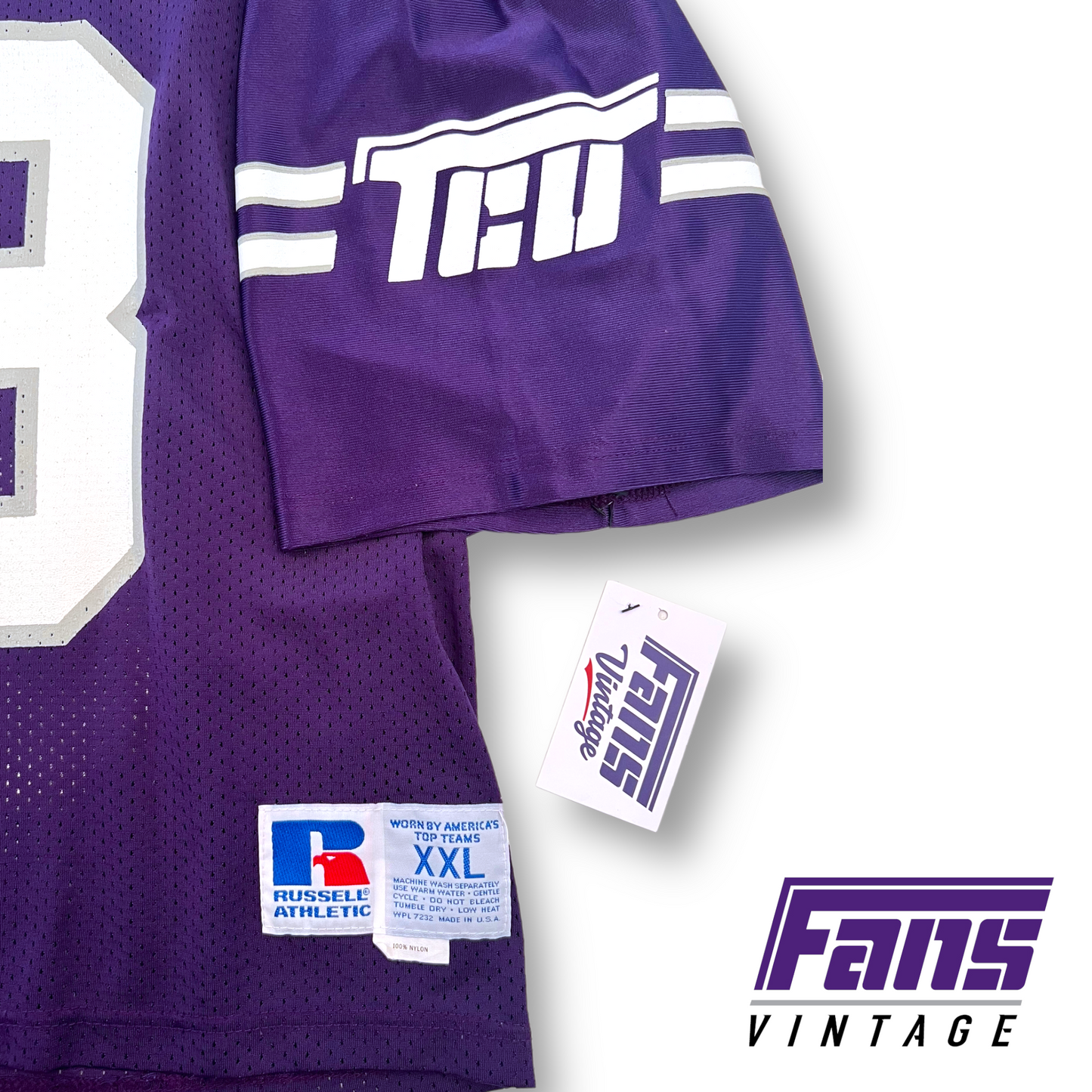 *GRAIL* Near-perfect condition vintage TEAM ISSUE TCU Football FLYING T Jersey - GAME WORN!