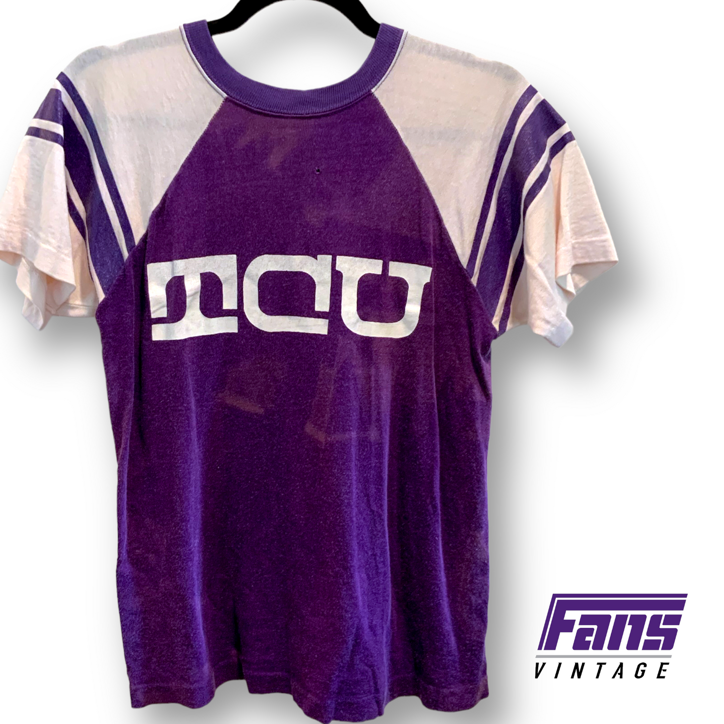 1980s Vintage TCU Raglan Single Stitch Tee with Rare Logo!