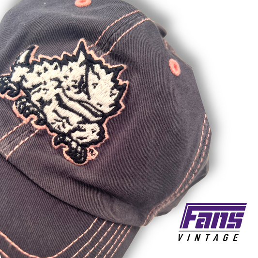 Pink and Grey TCU Horned Frog Hat - Dad Hat style