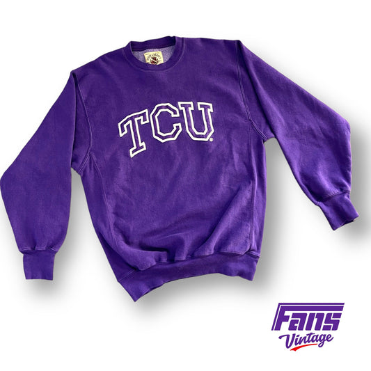90s Vintage TCU Crewneck with Embroidered Lettering