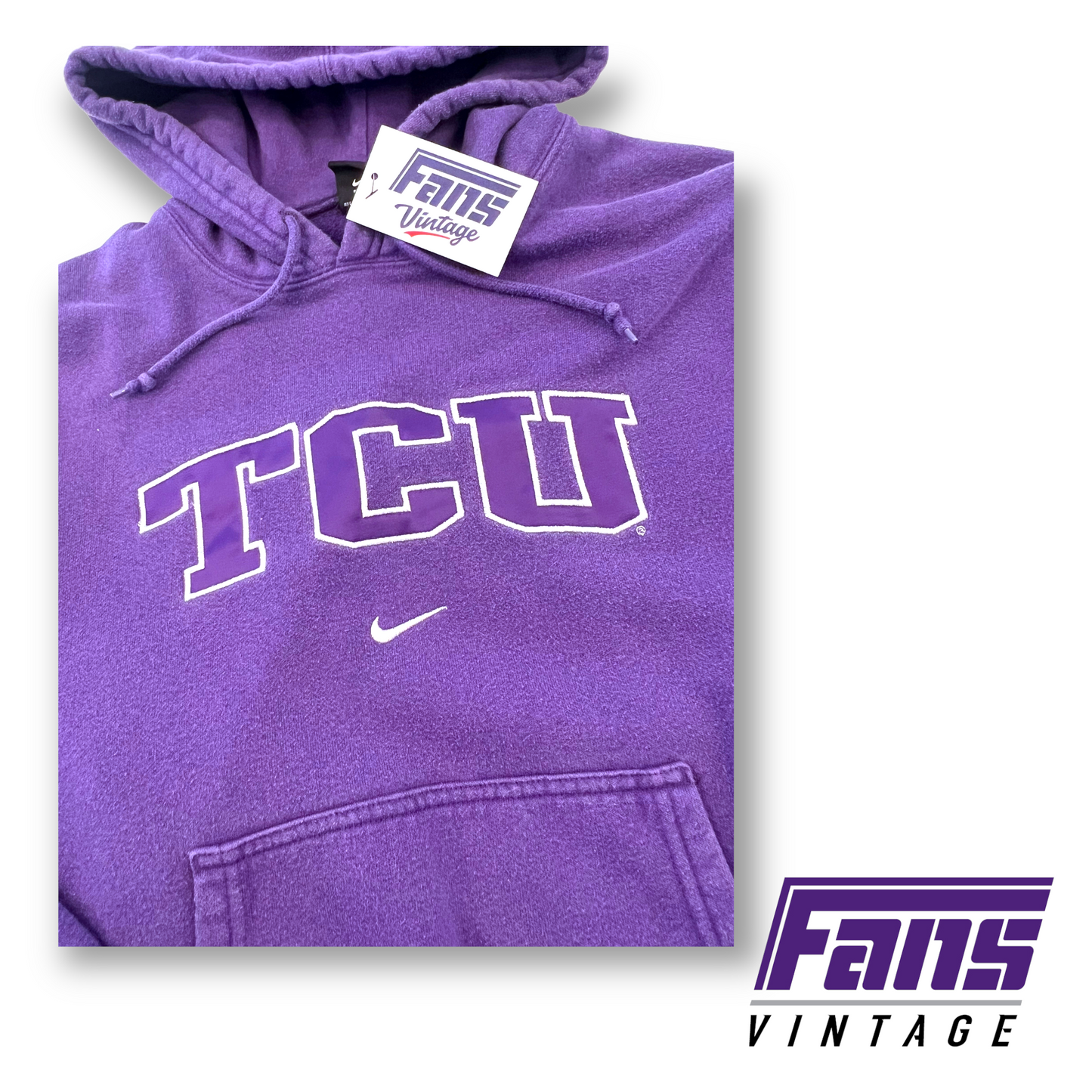 Vintage Nike TCU Team-Issued Satin Letters Center Swoosh Hoodie