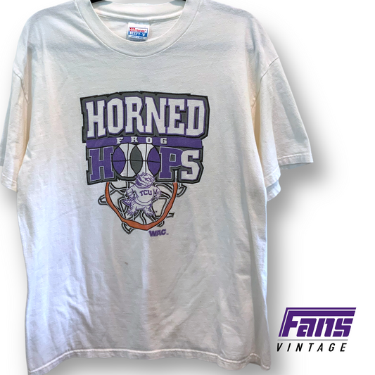 90s Vintage TCU Basketball Shirt - Horned Frog Hoops with big graphic logo!
