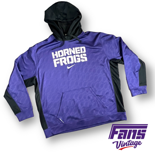 New with Tags! TEAM ISSUED TCU Football Nike Drifit Hoodie with Awesome All-Over Shadow Print