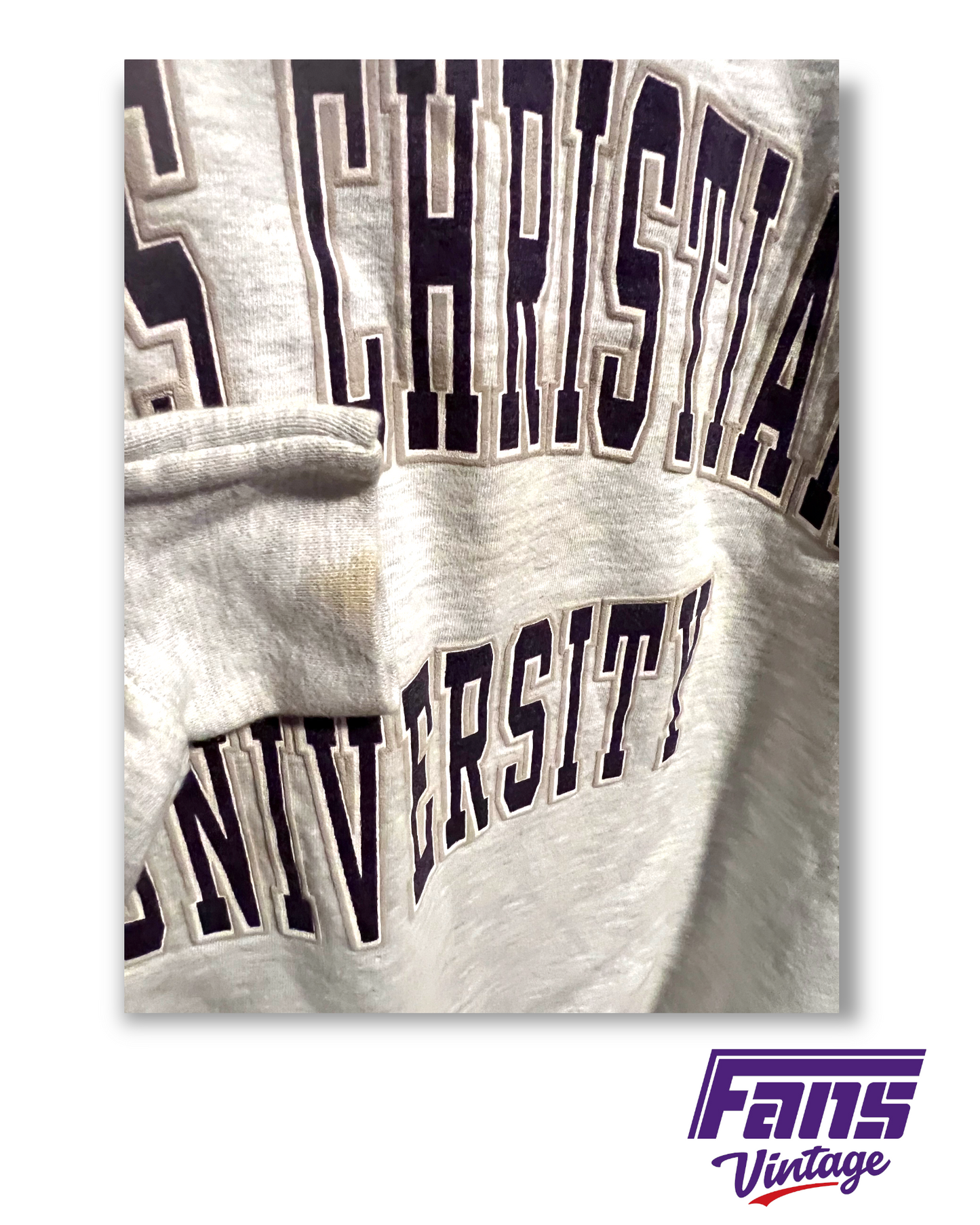 90s Vintage TCU Crewneck with Puff Screenprinted Lettering