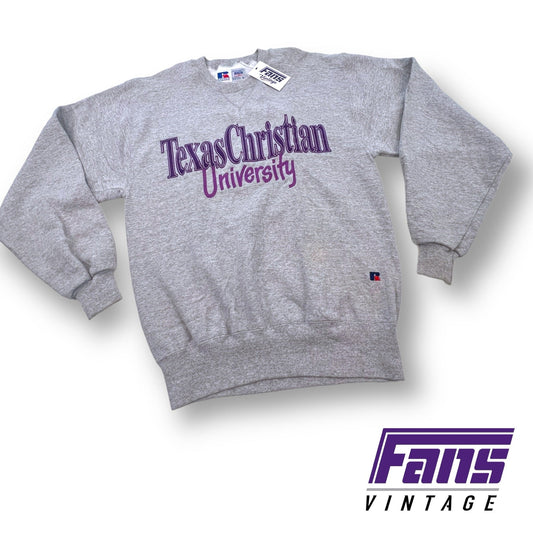 Gorgeous! 90s Vintage TCU Crewneck - Heather Gray with Poppin' Purple Embroidery!