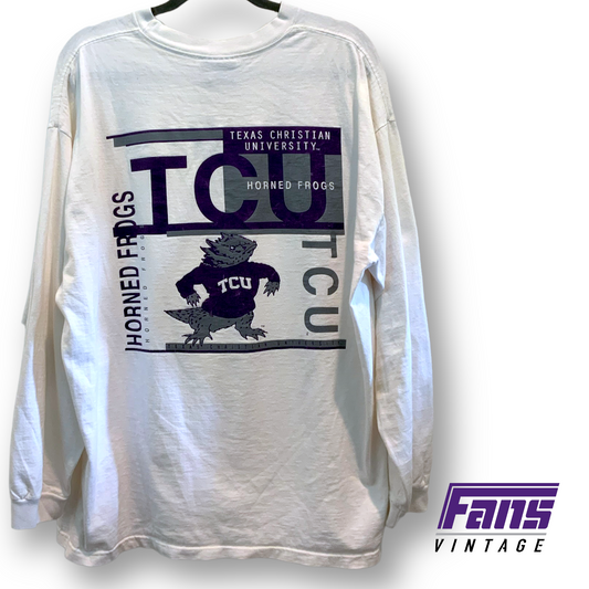 90s Vintage TCU Tee - Awesome Double Sided Graphics with Giant Sweater Frog!