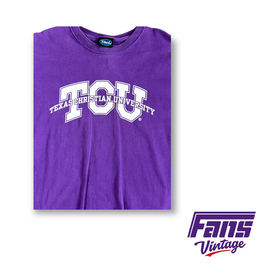 Y2k Vintage TCU Tee - Super Soft Purple Shirt with Early Arched Logo Graphic