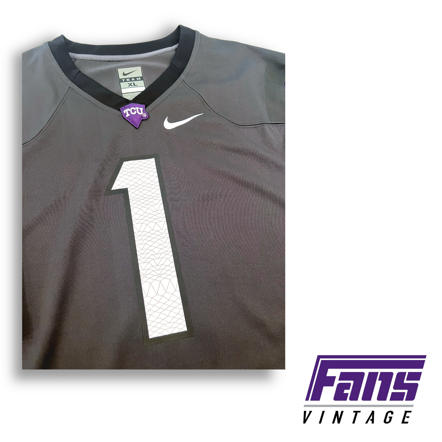 Awesome 2014 Alternate Jersey - TCU Football graphite grey / purple #1 Frogskin Numbers
