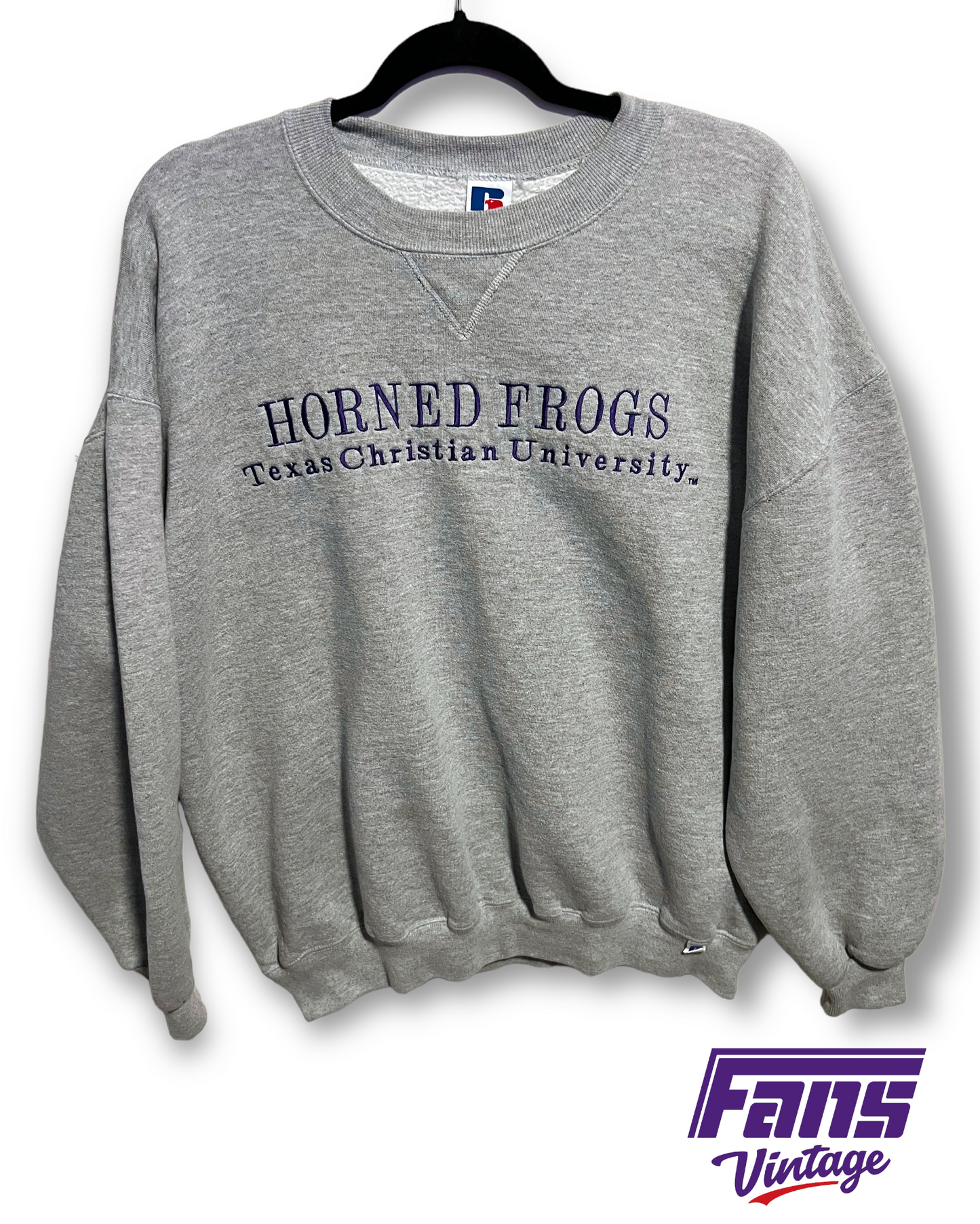 Vintage TCU Crewneck - Heather Gray with Purple Embroidery