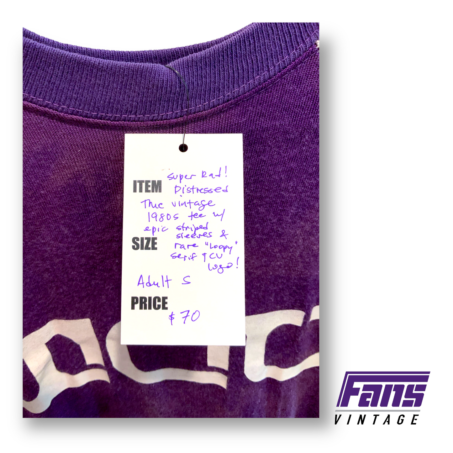 1980s Vintage TCU Raglan Single Stitch Tee with Rare Logo!