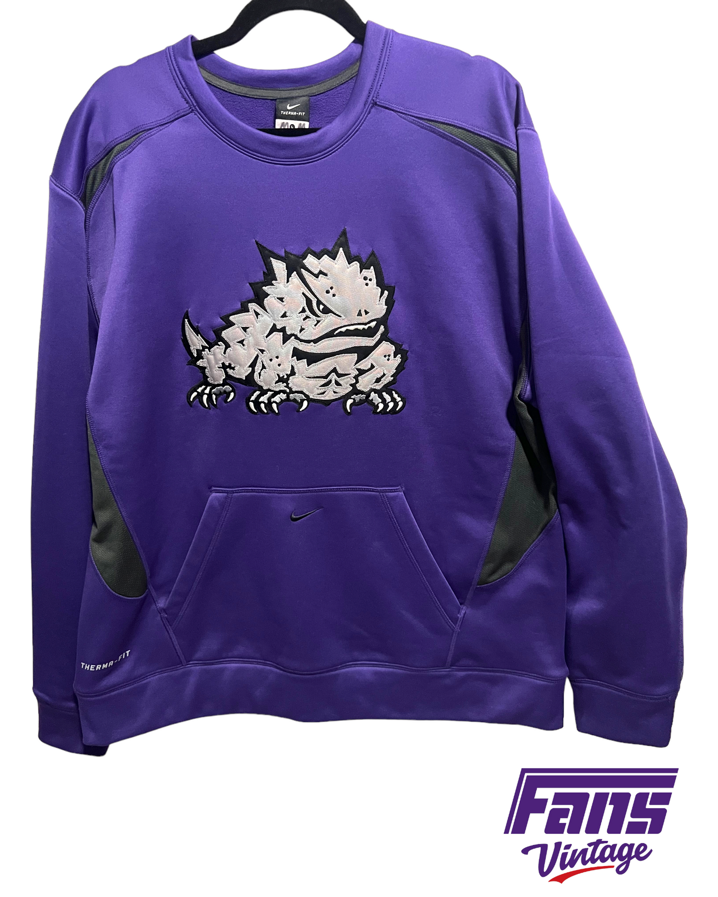 Team Issued! TCU Nike Center Swoosh Modern Crewneck with GIANT stitched Horned Frog!