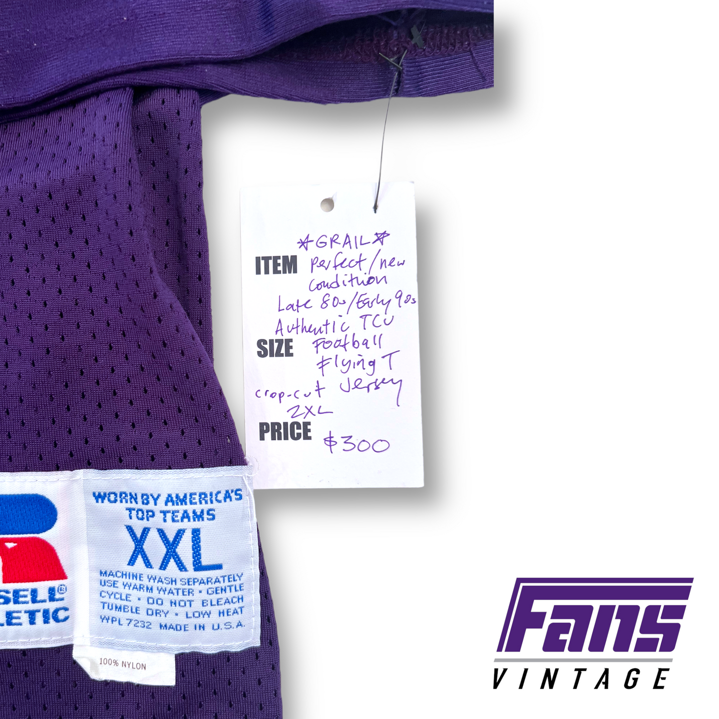 *GRAIL* Near-perfect condition vintage TEAM ISSUE TCU Football FLYING T Jersey - GAME WORN!