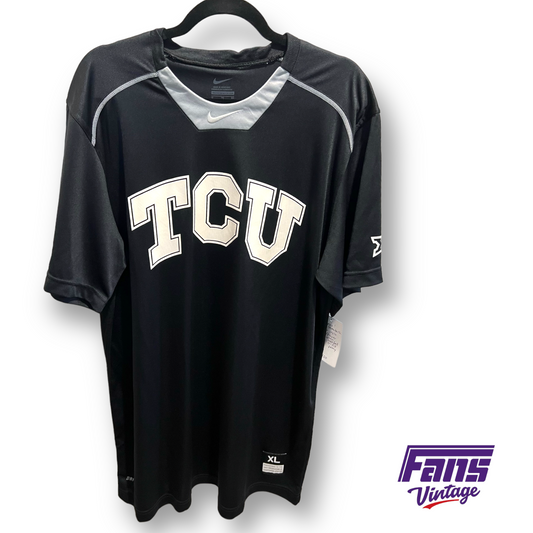 Awesome Game Worn TCU Baseball Jersey -  Black Warmup Jersey #14