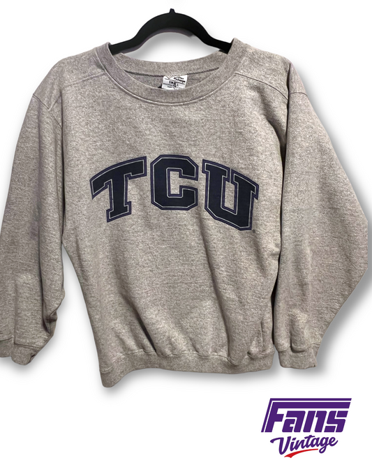 90s Vintage TCU Crewneck with Navy & Purple Logo