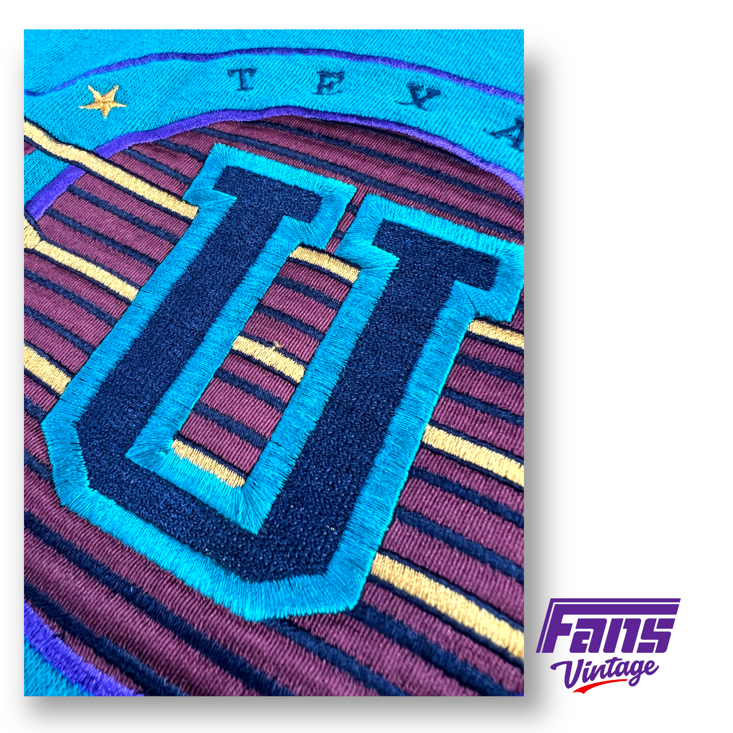 GORG! Purple & Teal 90s Vintage TCU Crewneck with EPIC Embroidery!