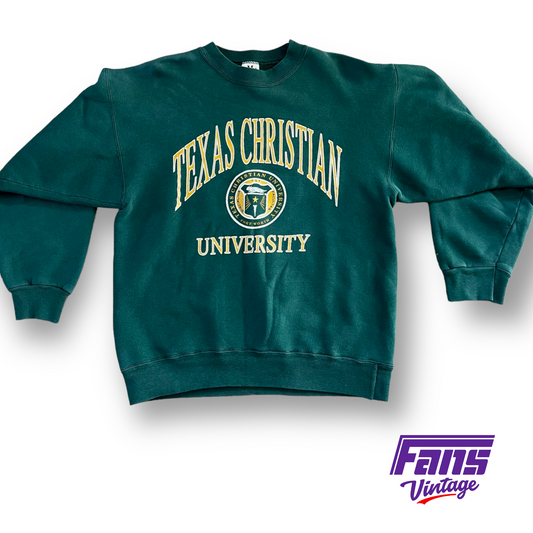 House Divided? Vintage 90s TCU Crewneck in Green/Gold Baylor Colors