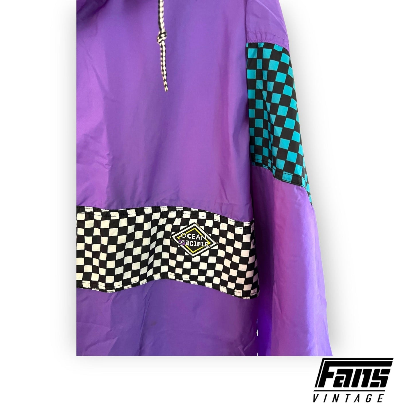 90s Vintage Purple Ocean Pacific Checkered Anorak Windbreaker Jacket