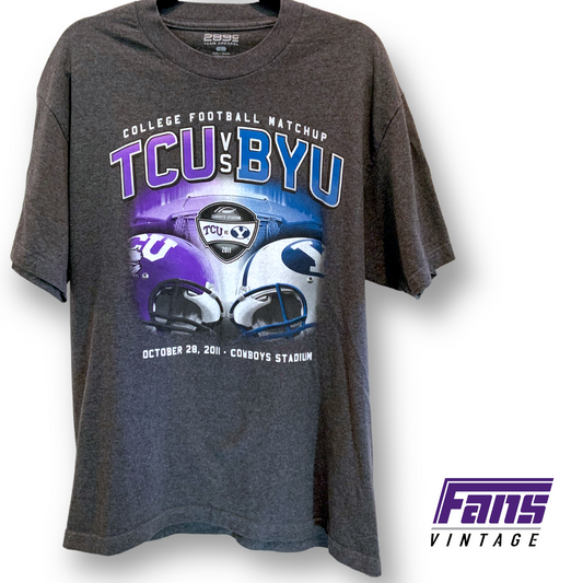 TCU vs BYU Cowboys Stadium 2011 Big Helmet Logo Matchup Tee