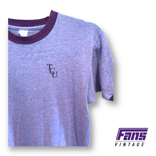 RARE Early 80s Vintage TCU Shirt - Buttery Soft Ringer Tee!