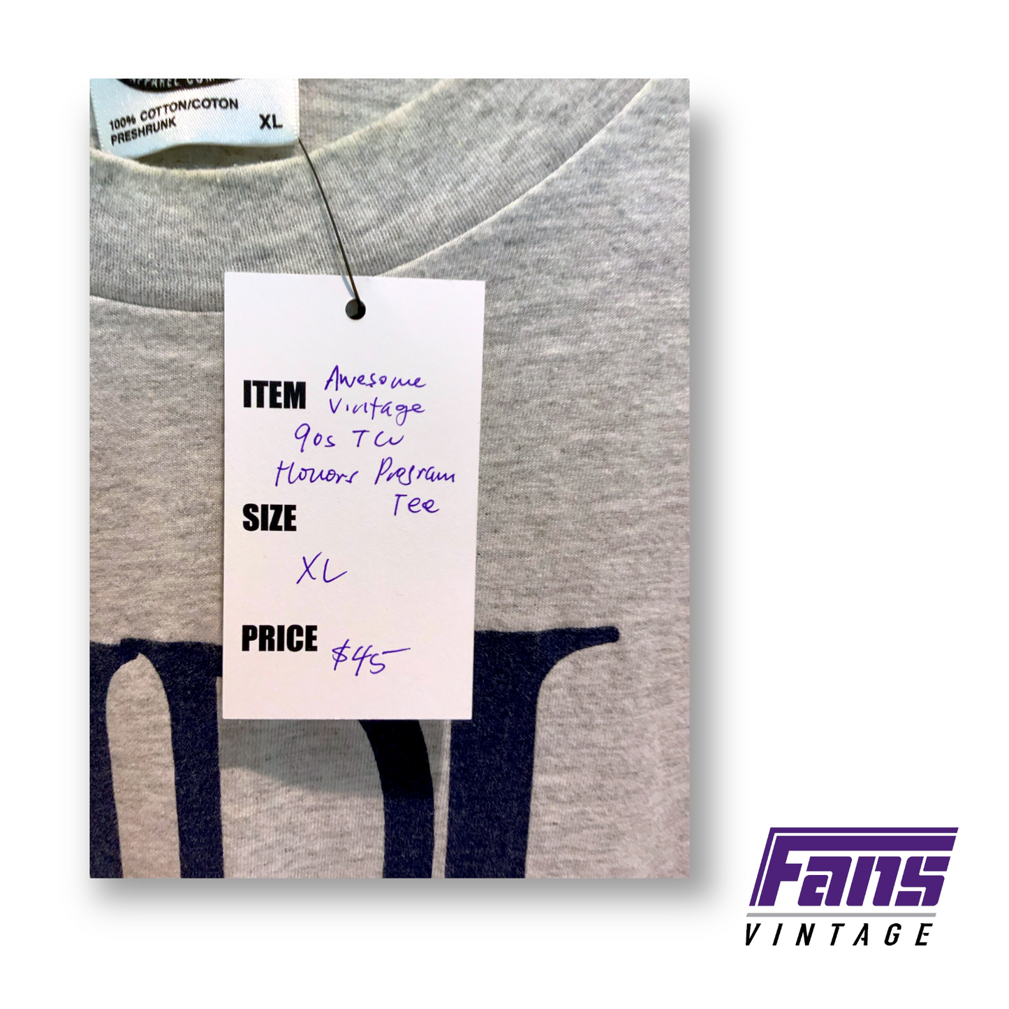 90s Vintage TCU Tee - TCU Honors Program Heather Gray Shirt