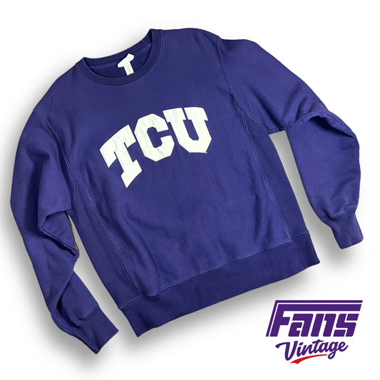 Y2K Vintage TCU Crewneck - Champion Reverse Weave with Satin Letters