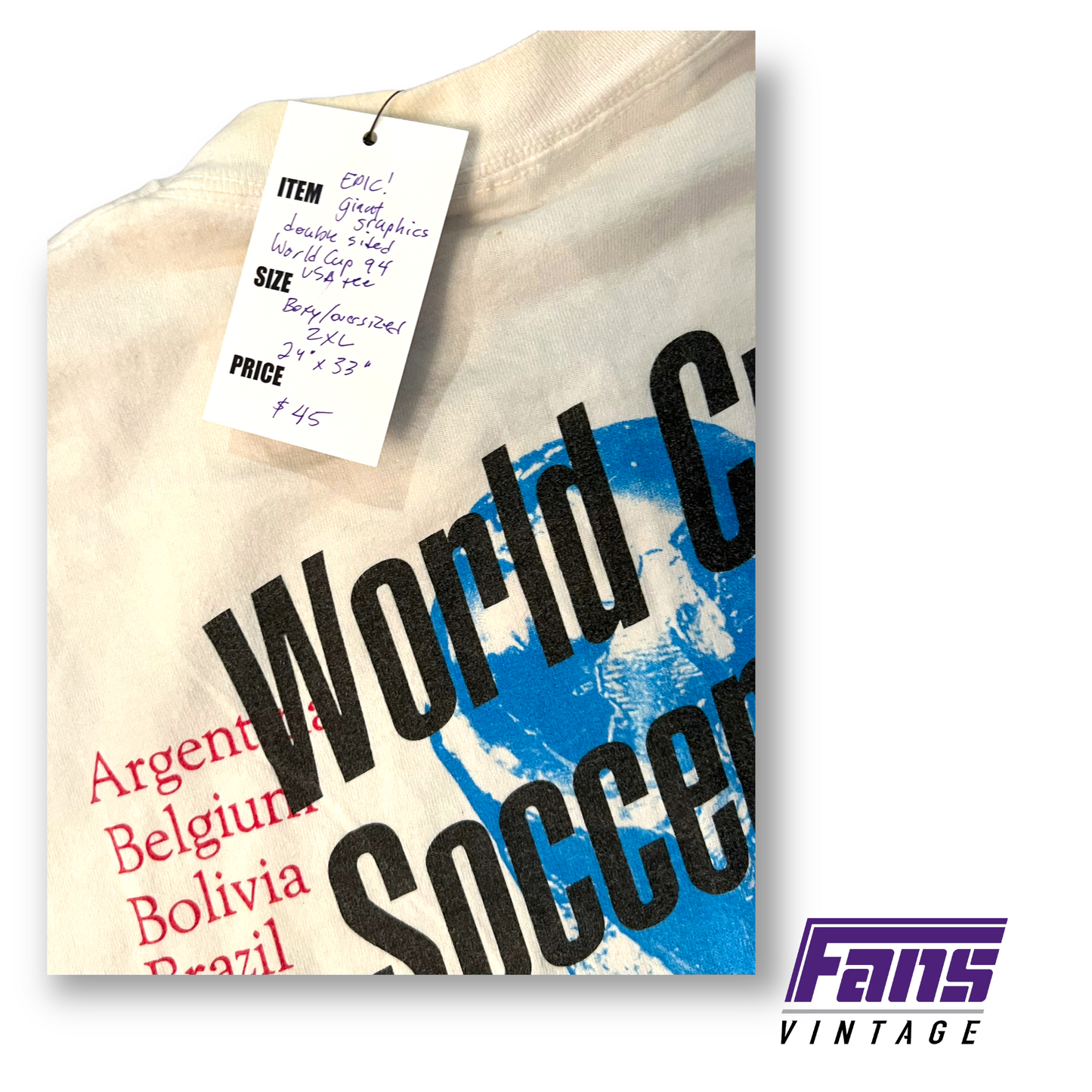 Vintage World Cup Tee with GIANT double sided graphics!