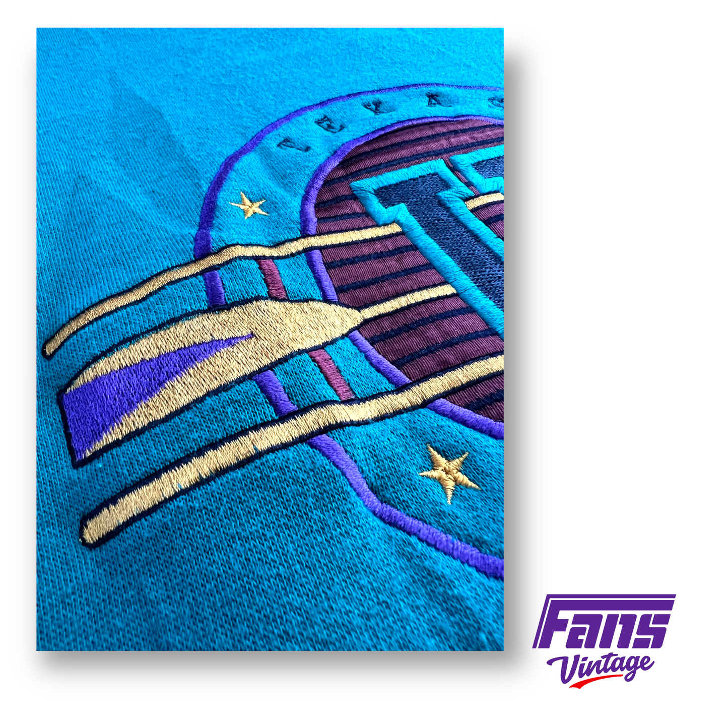 GORG! Purple & Teal 90s Vintage TCU Crewneck with EPIC Embroidery!