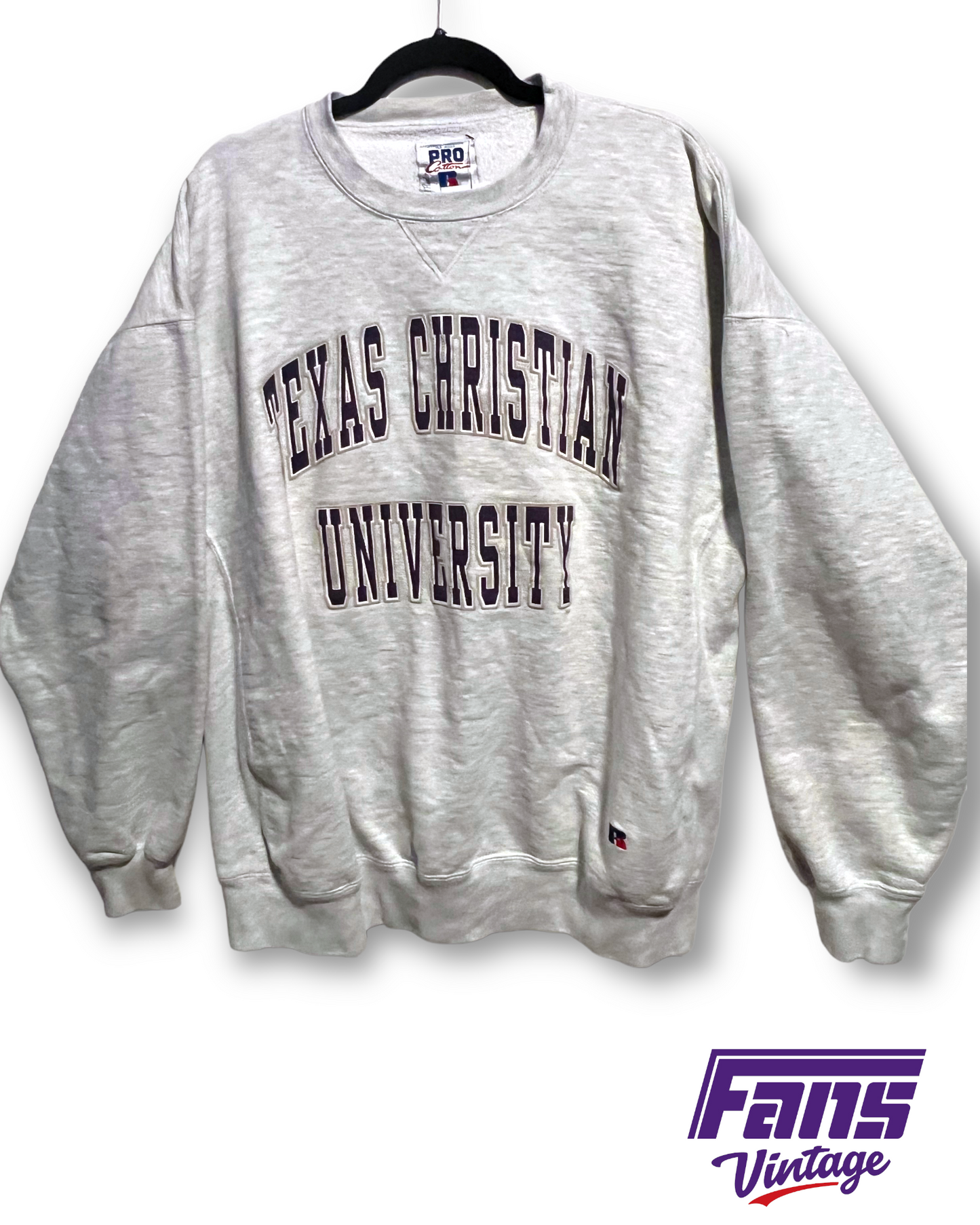 90s Vintage TCU Crewneck with Puff Screenprinted Lettering