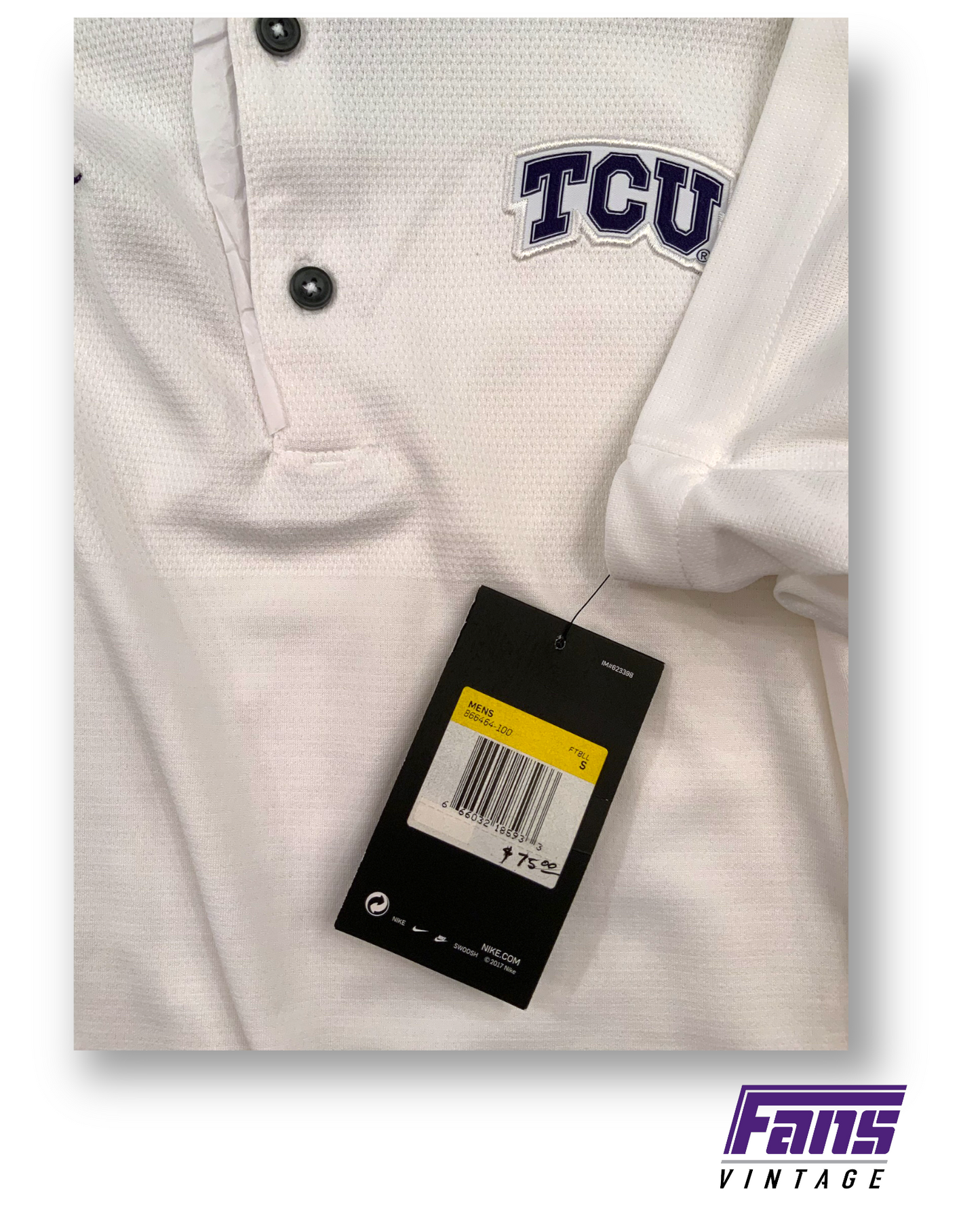 New with tags! TCU Team-Issue Coach's Sideline Polo - Frosty White Nike with embroidered logos