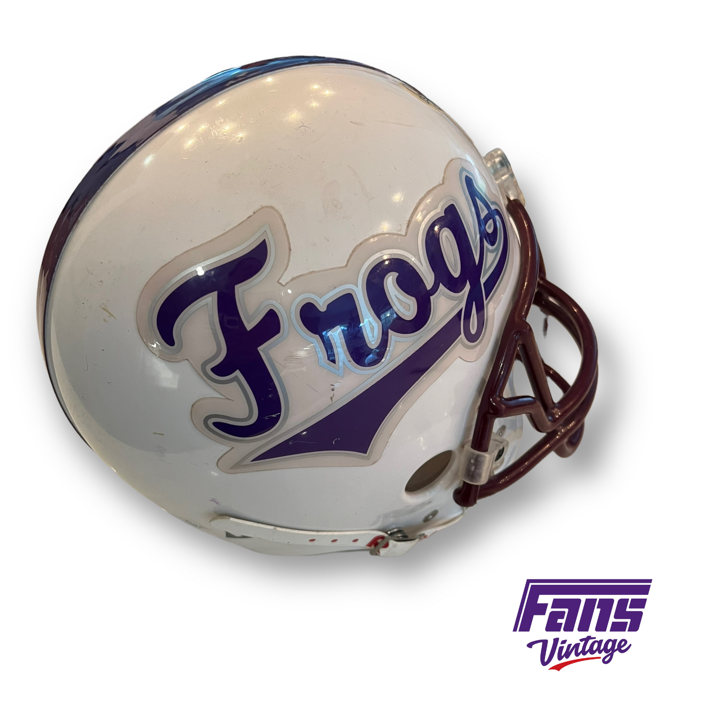 Unique! Script font "Frogs" Vintage 80s Football Helmet