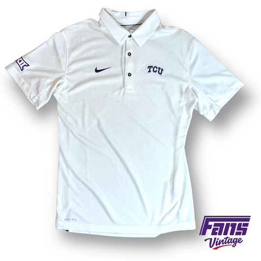 New with tags! TCU Team-Issue Coach's Sideline Polo - Frosty White Nike with embroidered logos