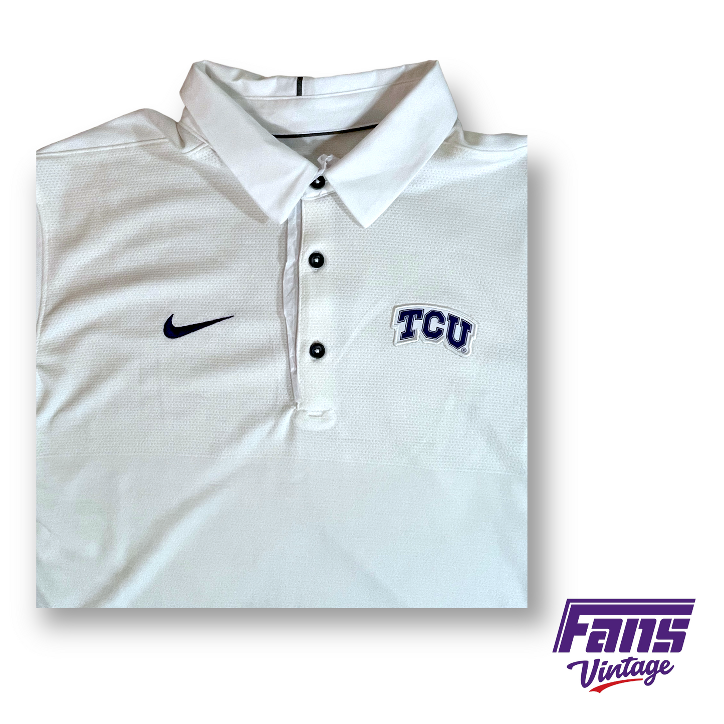 New with tags! TCU Team-Issue Coach's Sideline Polo - Frosty White Nike with embroidered logos