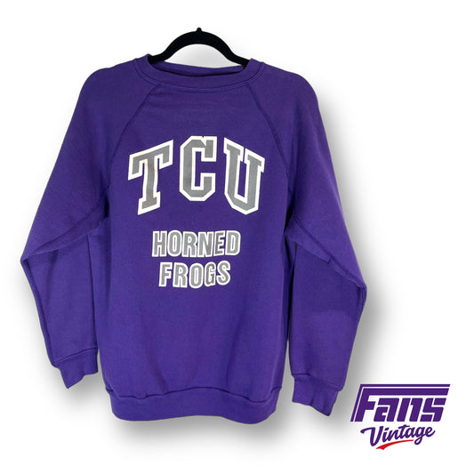 Gorgeous 80s Vintage TCU Crewneck with Raglan Sleeves - Perfect condition!