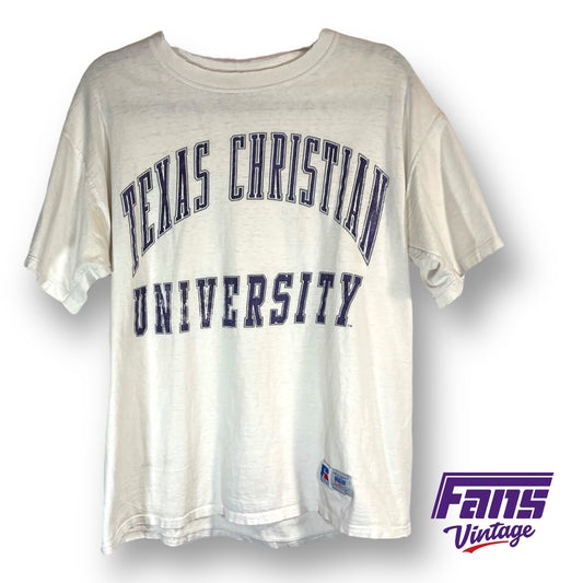 90s vintage TCU Russell Athletic t-shirt - Epic distressed logo