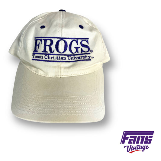 90s vintage TCU 'Frogs' The Game split bar snap back hat