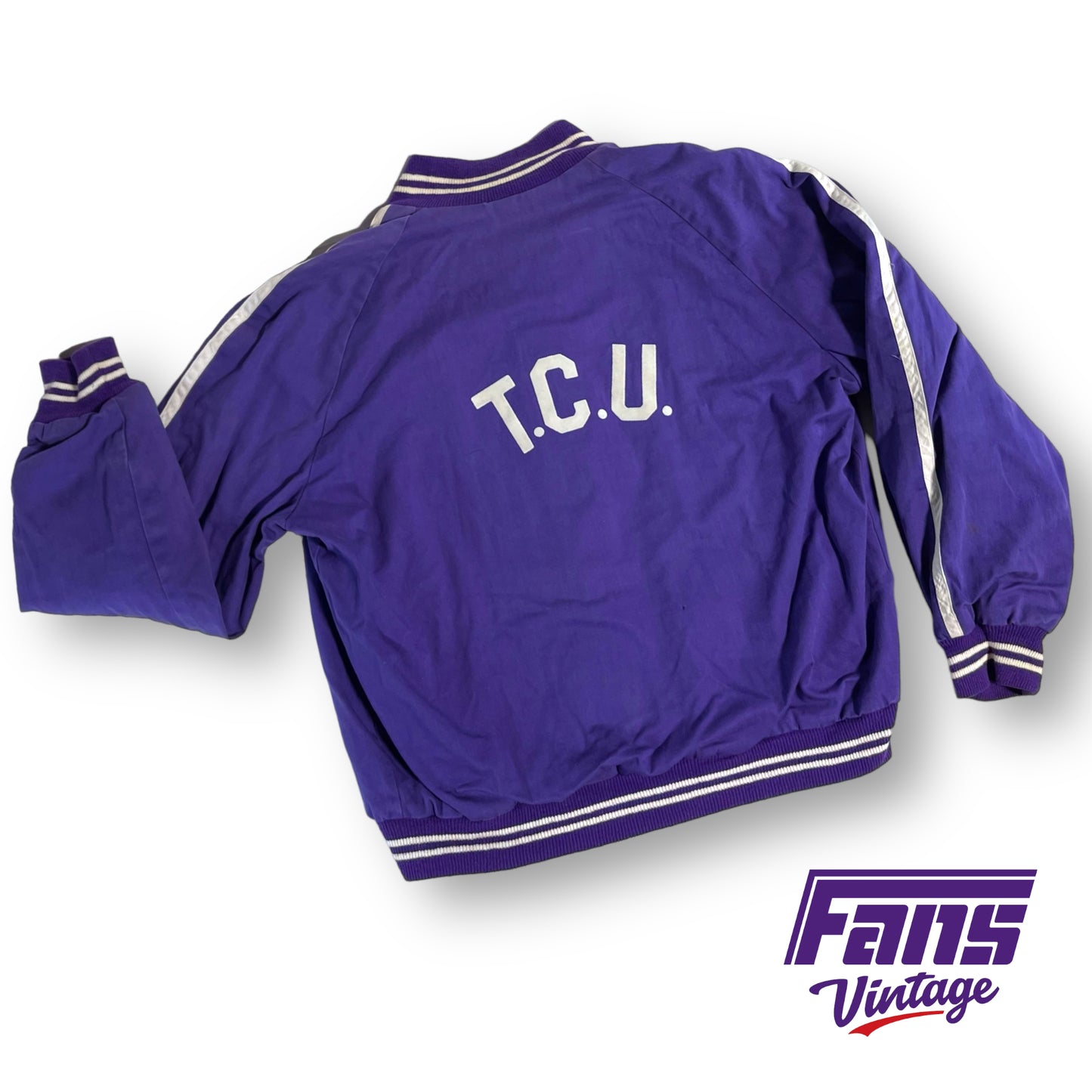 80s vintage TCU twill bomber style jacket