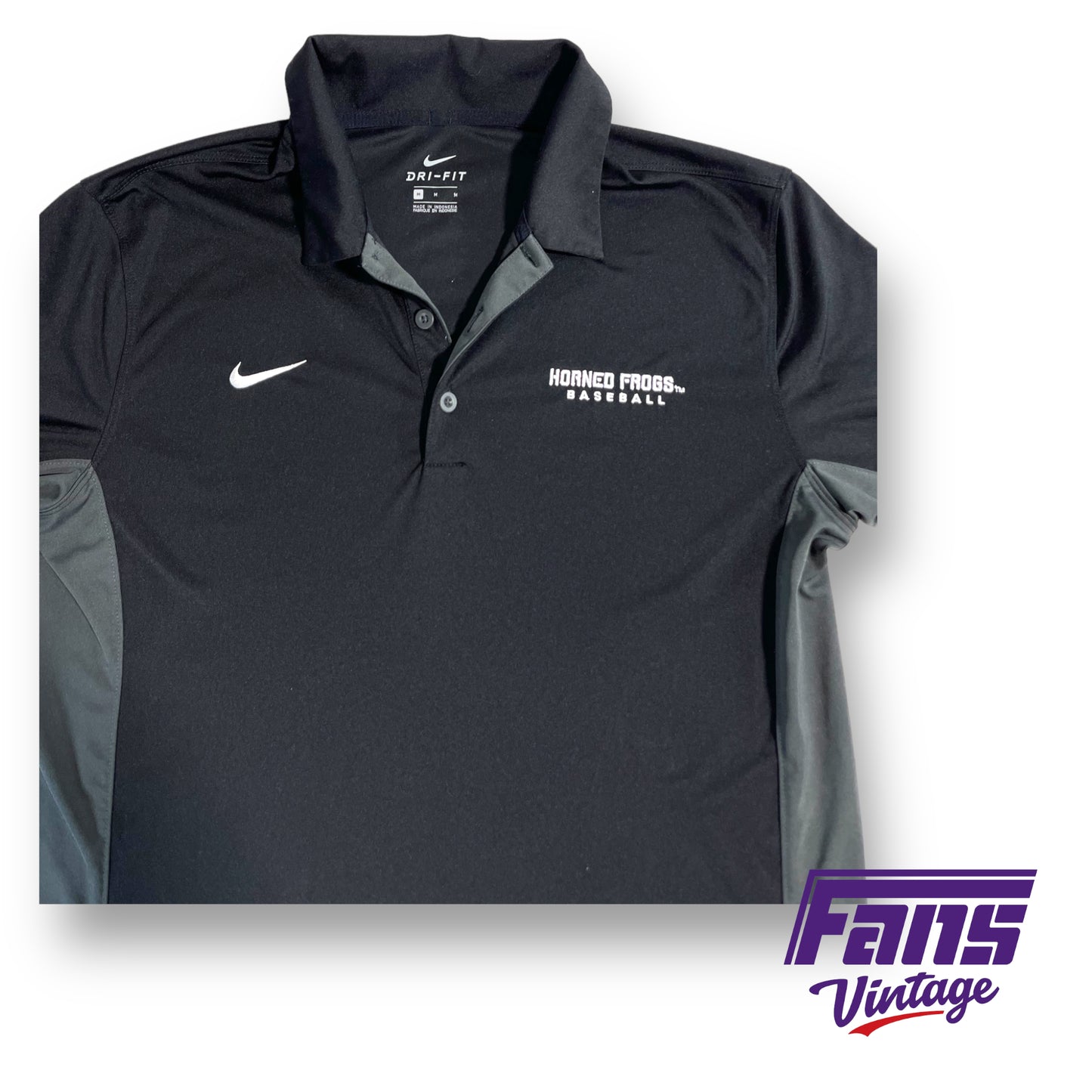 Nike TCU 'Horned Frogs' Baseball team issued dri-fit polo