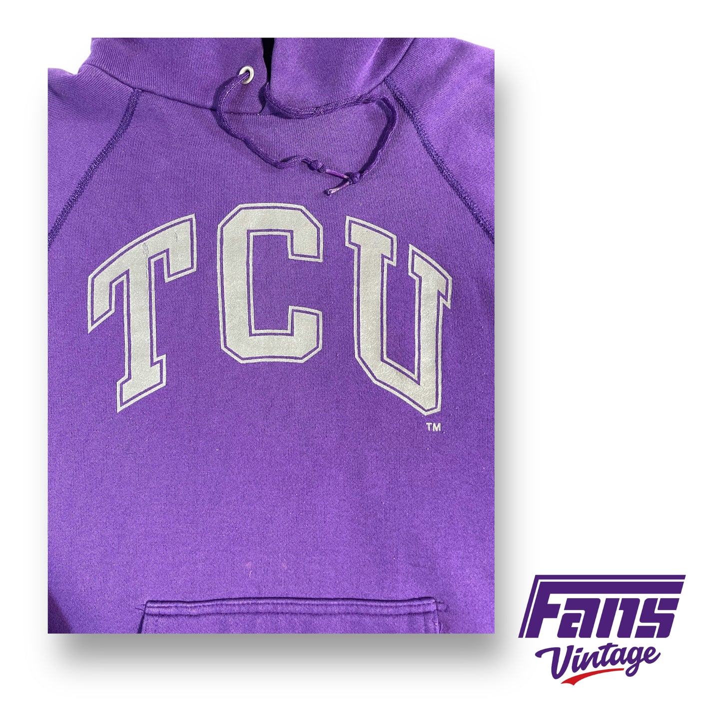 80s vintage TCU hoodie sweater with raglan sleeves!