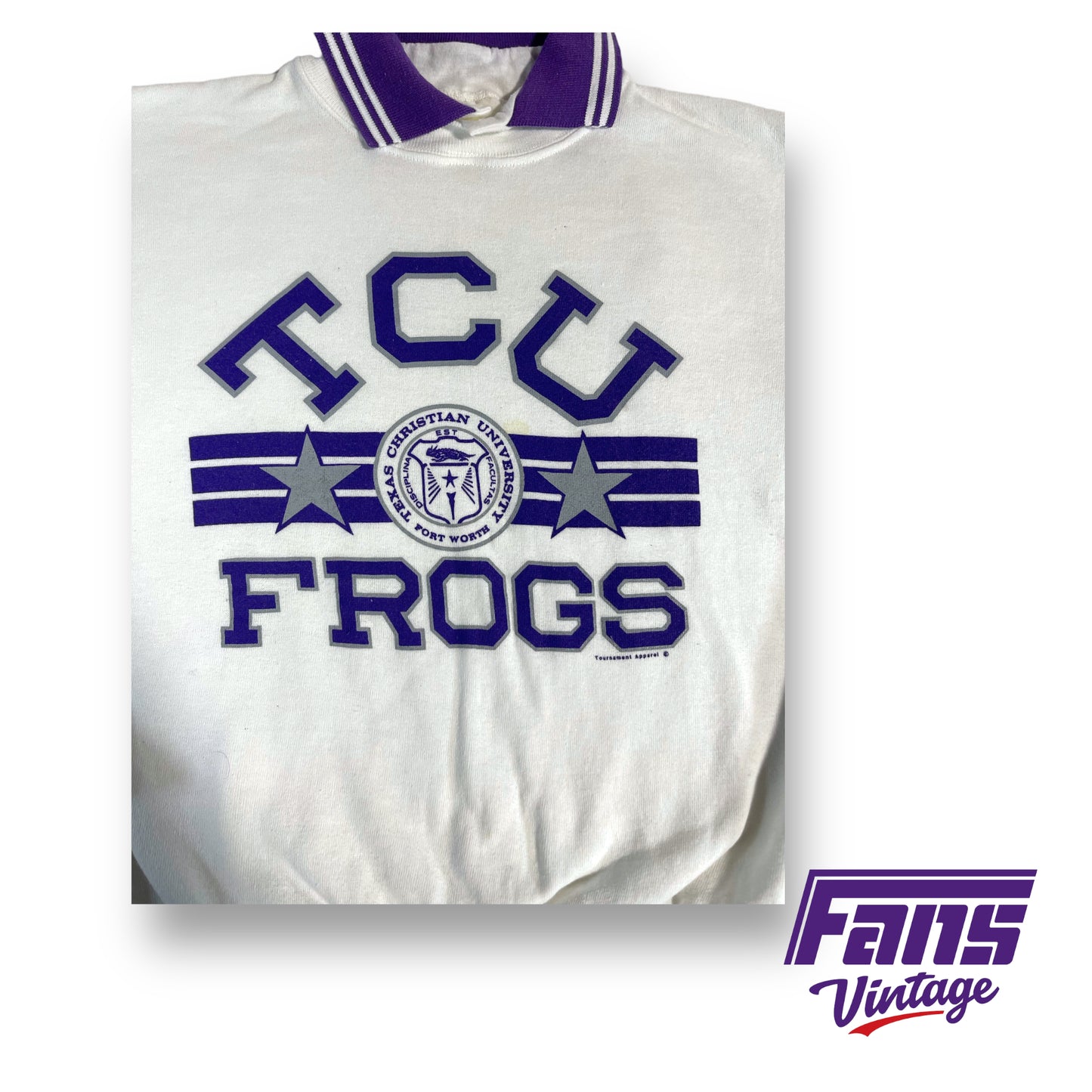 80s vintage TCU collared preppy sweater