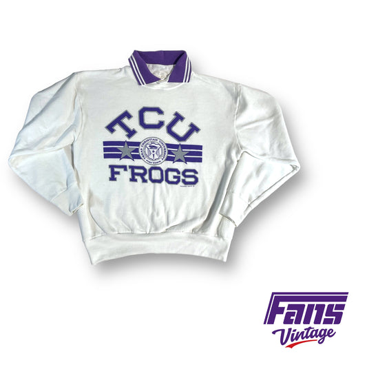 80s vintage TCU collared preppy sweater