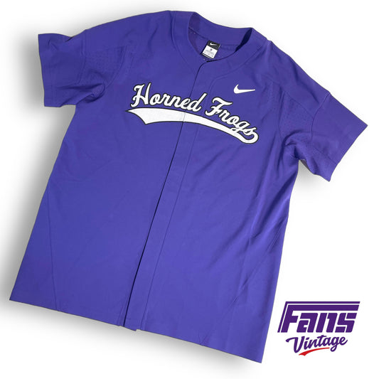 Authentic TCU Baseball game worn Nike jersey - 'Frogskin' lettering